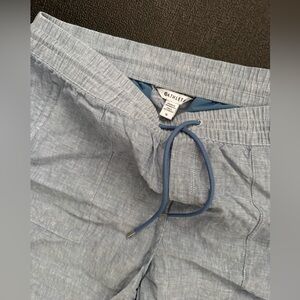 Athleta Retreat Blue Chambray Linen Jogger Pants Zip pockets
